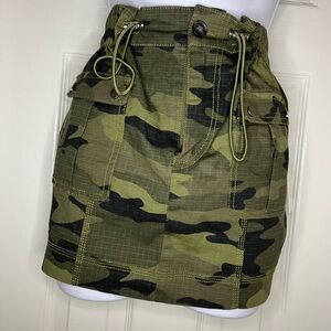 Anthropologie Olive Camouflage Mini Skirt